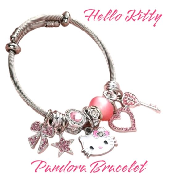 New Arrival!! HELLO KITTY Women's Pandora Adjustable Charm Bracelet - Picture 2 of 8